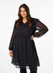 Jurk van chiffon met patroon en ruches, Black, Model image number 0