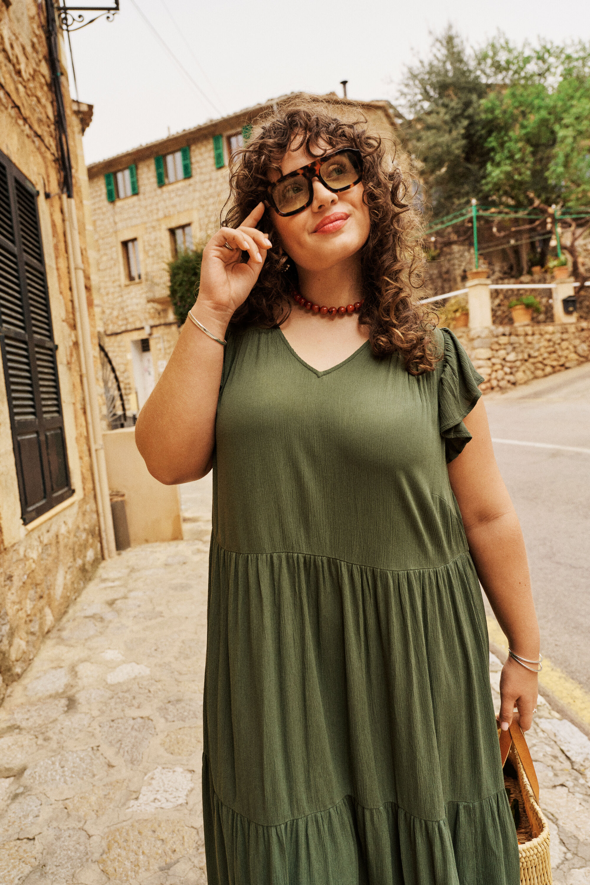 ZizziOlijfgroene bohemienstijl met warmte, , Model