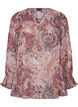 Tunic met paisleyprint en gesmokte manchetten, Roze, Packshot image number 0