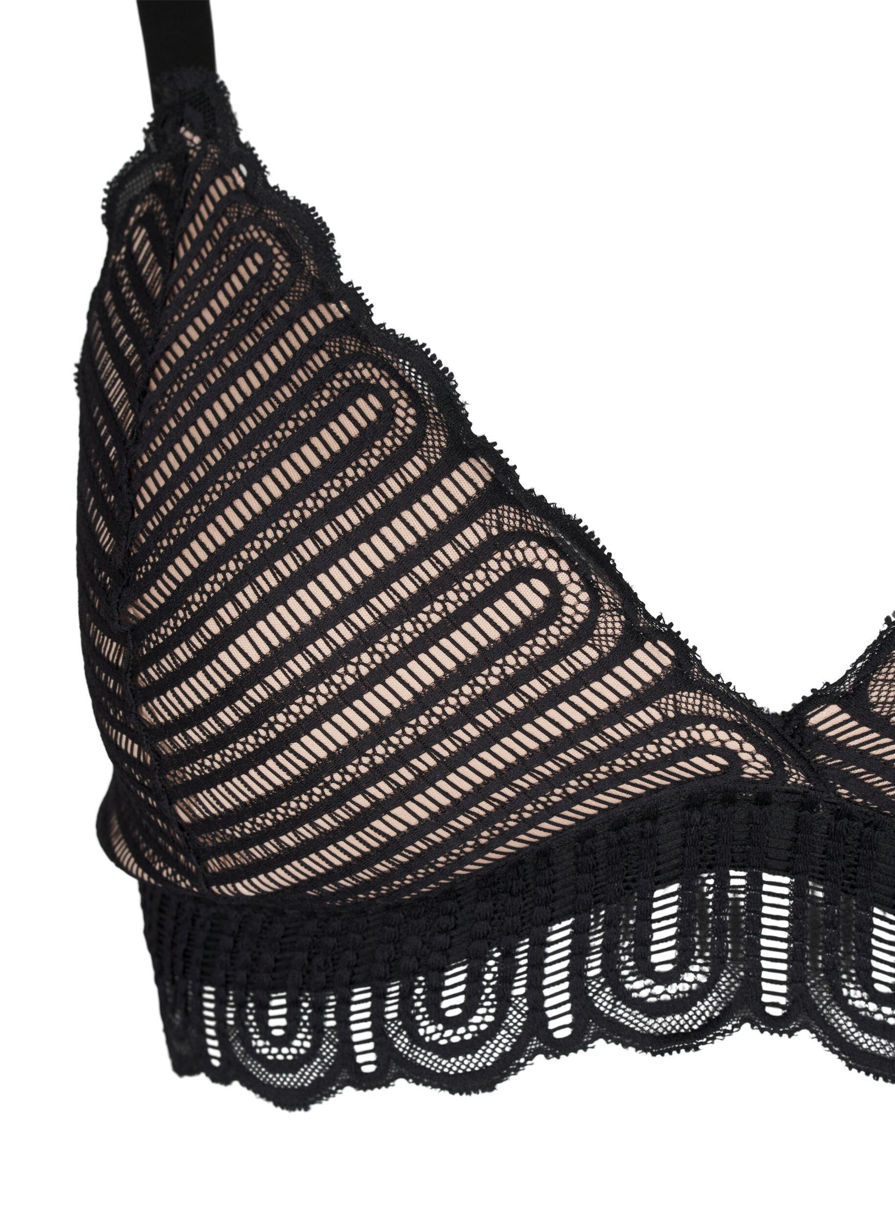 Zizzi Bralette met kant en zachte vulling, Zwart, Packshot image number 3