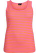 Gestreepte tanktop met een ribstructuur, Oranje, Packshot image number 0