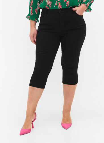 High waist Amy capri jeans met super slim fit, Black, Model image number 2