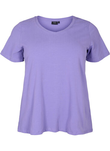 Basic t-shirt in effen kleur met katoen, Veronica, Packshot image number 0