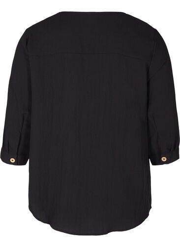 Viscose blouse met knopen en v-hals, Black, Packshot image number 1