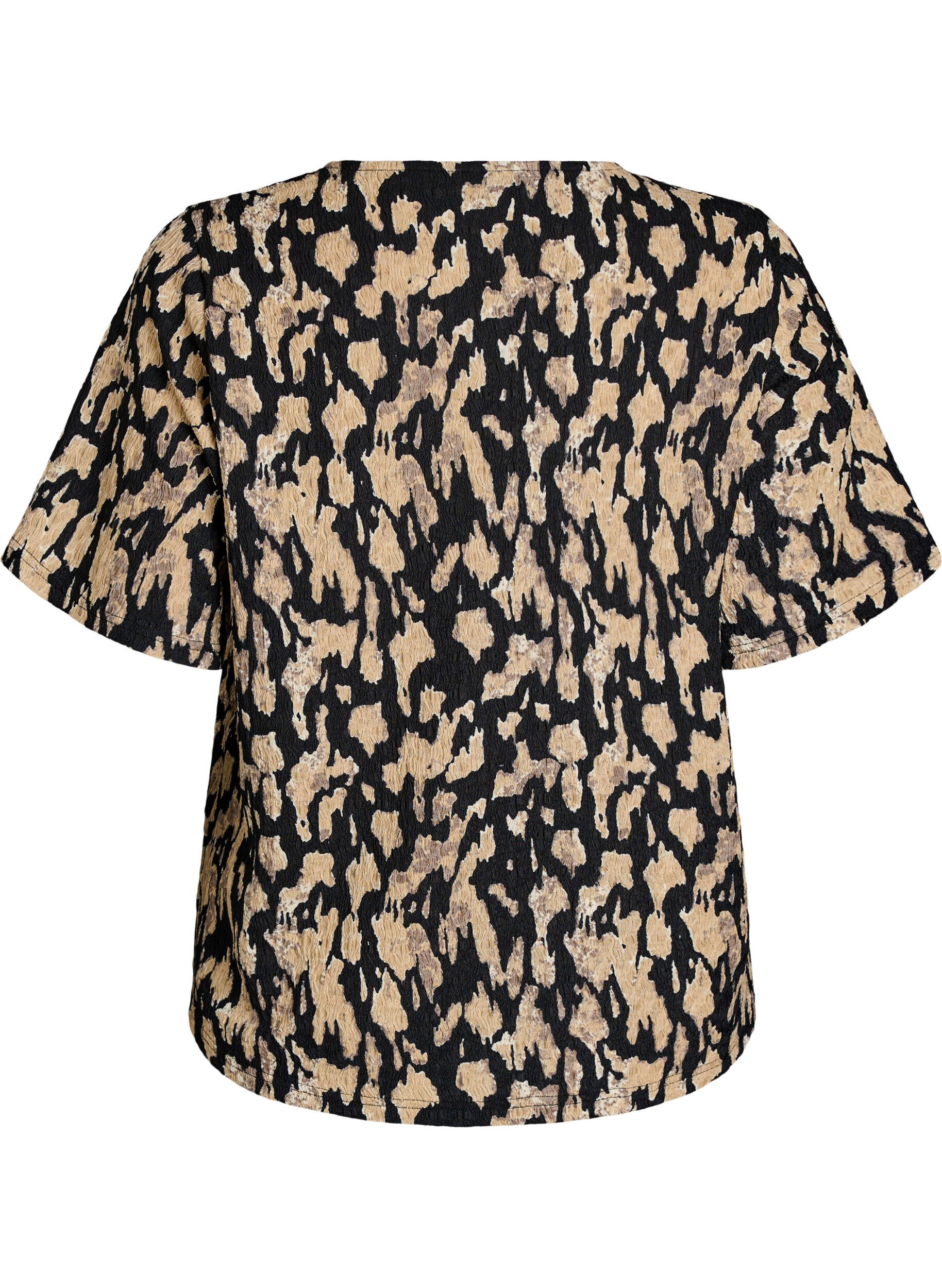 Zizzi Blouse met korte mouwen met patroon, Zwart, Packshot image number 1