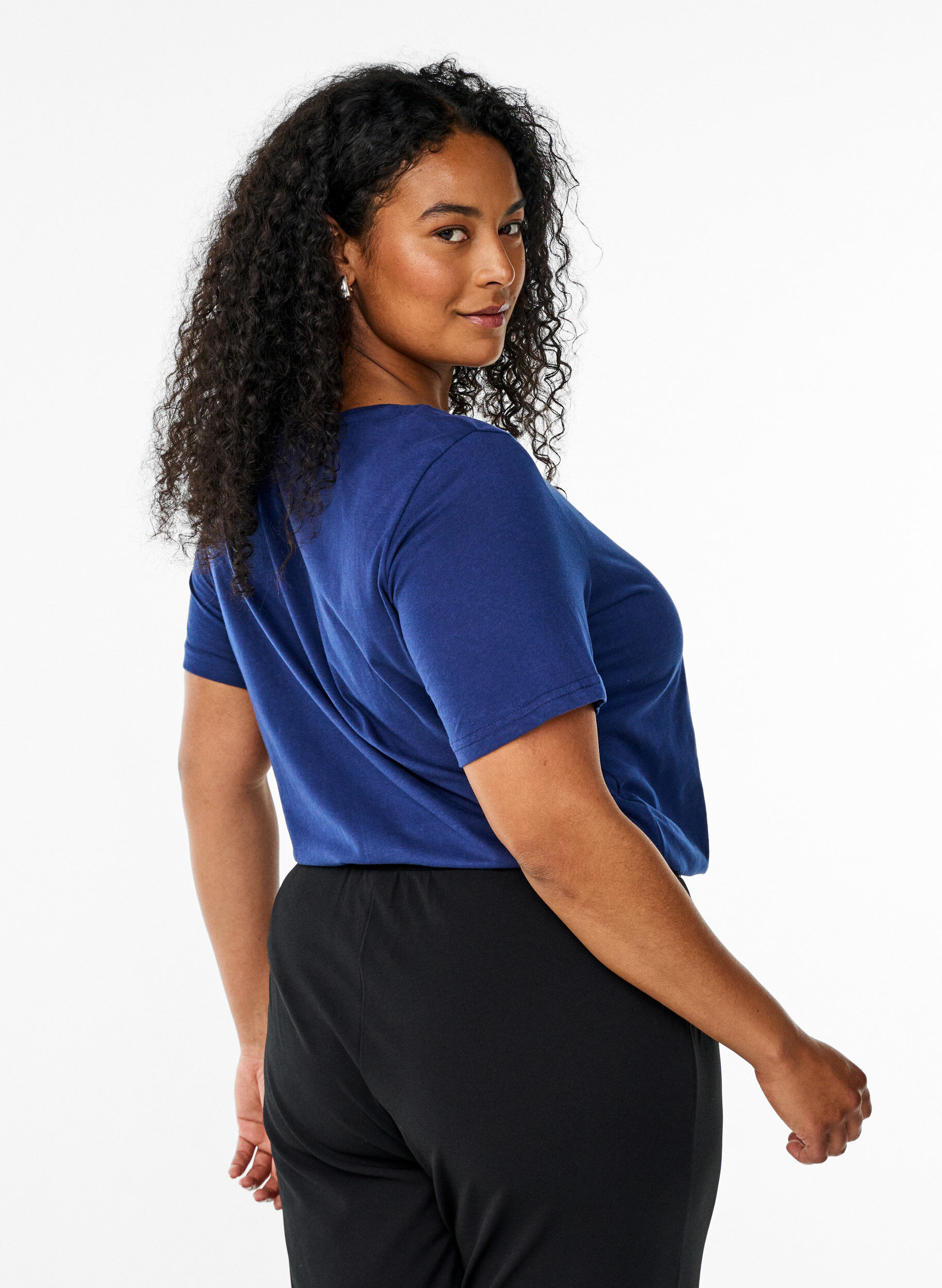 Zizzi FLASH - T-shirt met motief, Blauw, Model image number 2