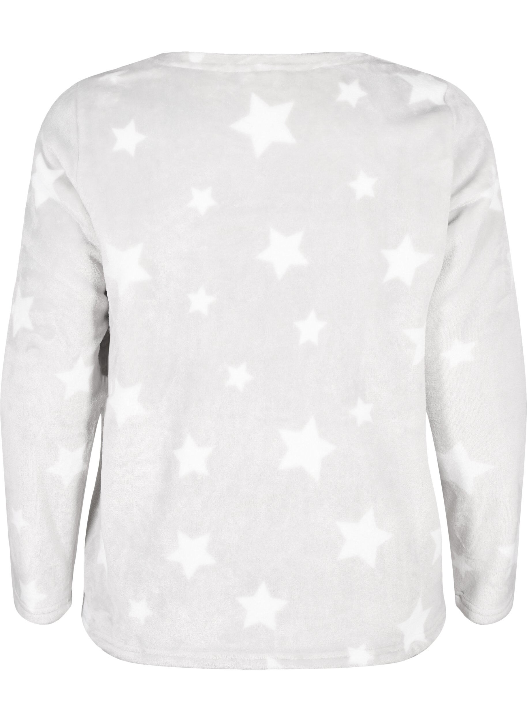 Zizzi Blouse met lange mouwen en sterren, Grey Star, Packshot image number 1