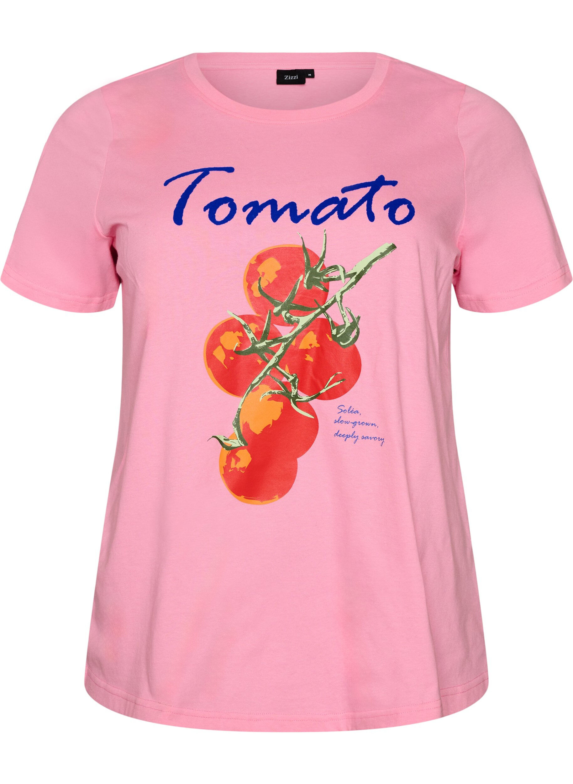 ZizziT-shirt van biologisch katoen met tomatenprint, Roze, Packshot image number 0