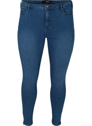 Cropped Amy jeans met hoge taille en ritssluiting, Dark blue denim