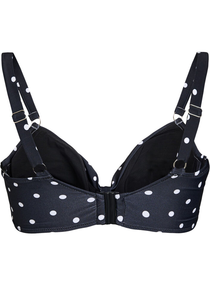 Bikinitop met beugel en patroon, Zwart, Packshot image number 1