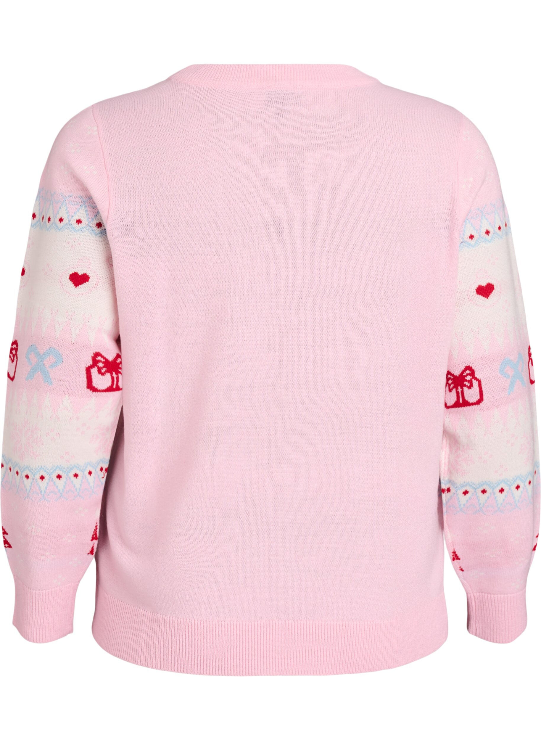 Zizzi Gebreide blouse met kerstmotief, Roze, Packshot image number 1