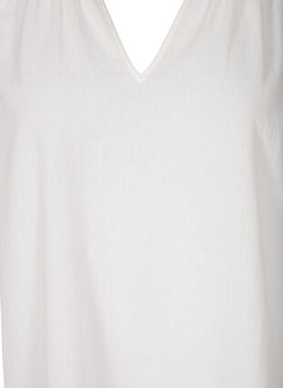 Korte katoenen tuniek met v-hals, Bright White, Packshot image number 2