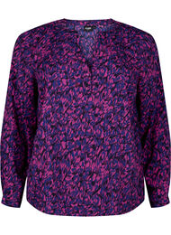 FLASH - Blouse met lange mouwen en print, Pink Blue AOP