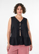Mouwloze blouse met textuur en een striksluiting, Zwart, Model image number 0