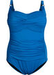 Gewatteerd badpak met draperie, Blauw, Packshot image number 0