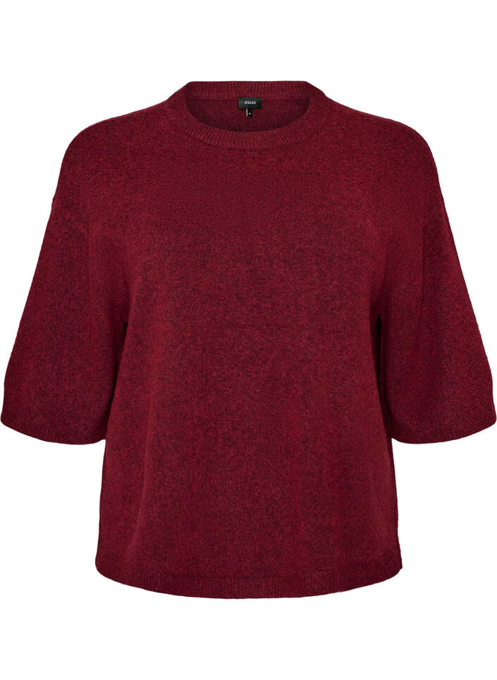 Los gebreide shirt met korte mouwen, Rood, Packshot image number 0