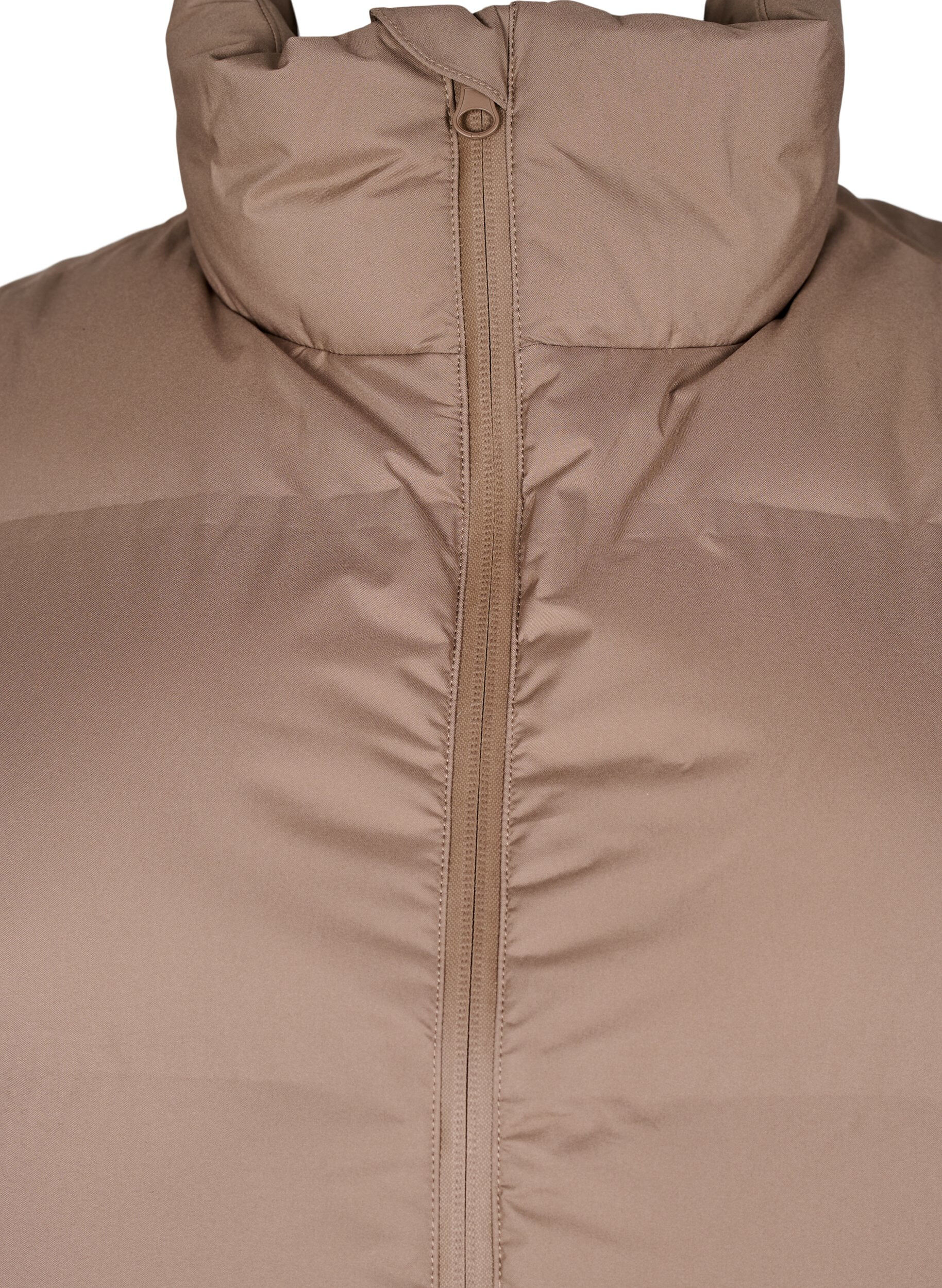 Zizzi Korte puffer bodywarmer met hoge kraag, Bruin, Packshot image number 2