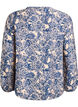 Blouse met lange mouwen met patroon en knopen, Blauw, Packshot image number 1