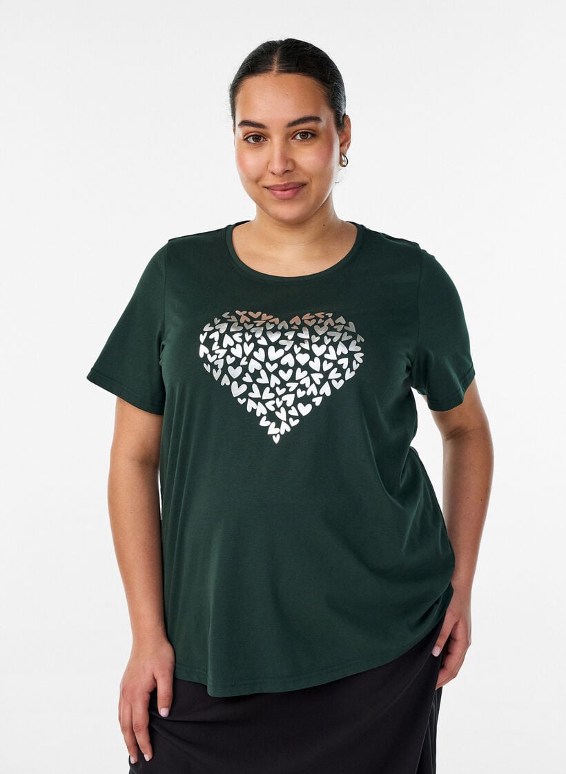 T-shirt met motief, Groen, Model image number 0