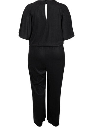 Jumpsuit met korte mouwen en glitter, Black, Packshot image number 1