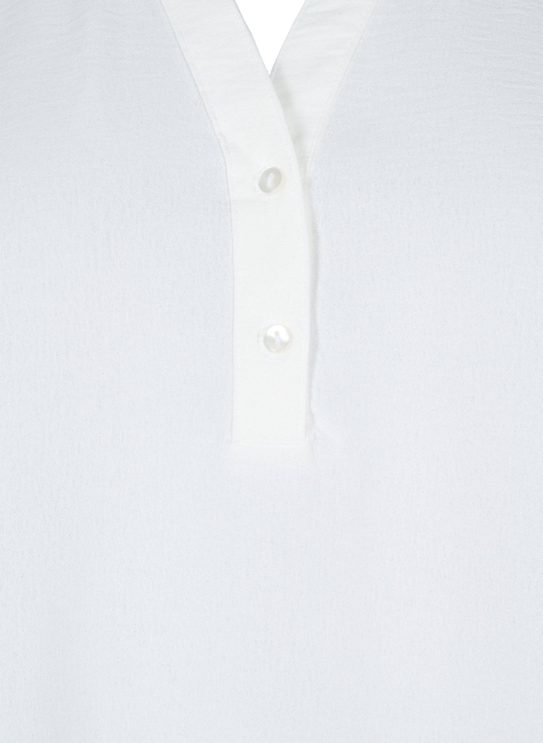 Zizzi Blouse met lange mouwen en V-hals, Bright White, Packshot image number 2