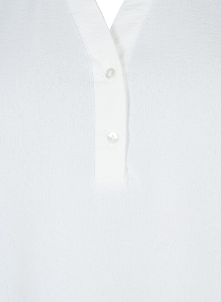 Blouse met lange mouwen en V-hals, Bright White, Packshot image number 2