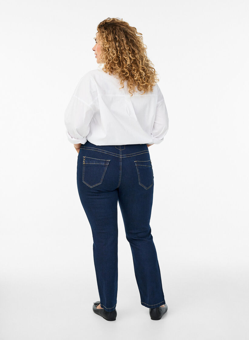 Slim fit Vilma jeans met hoge taille, Blauw, Model image number 1