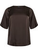 Satijnen blouse met ellebooglange mouwen, Bruin, Packshot image number 0
