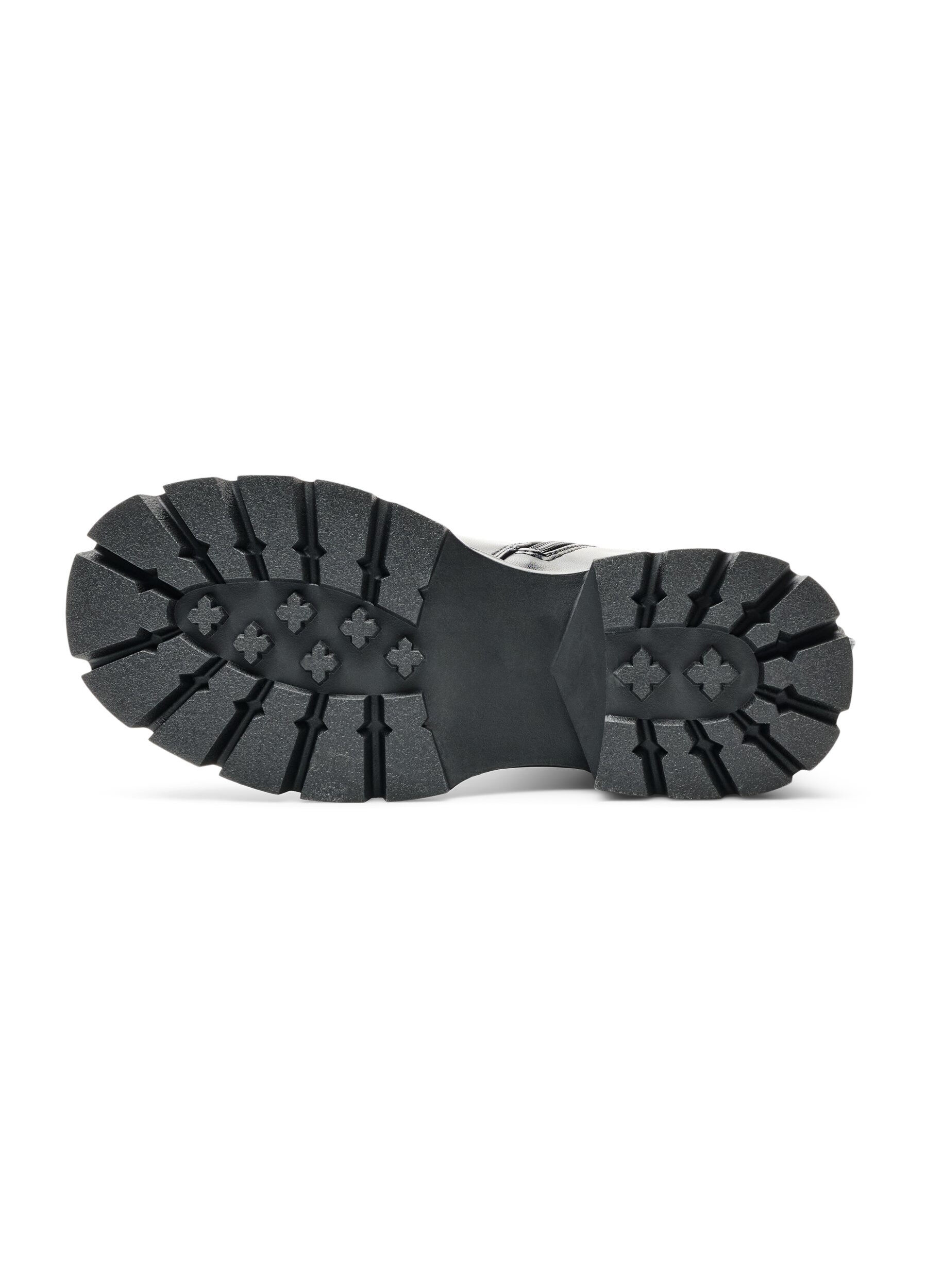 ZizziChelsea boot met een chunky zool en geribde panelen, Zwart, Packshot image number 4