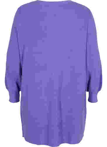 Lang gebreid vest met ballonmouwen, Purple Opulence, Packshot image number 1