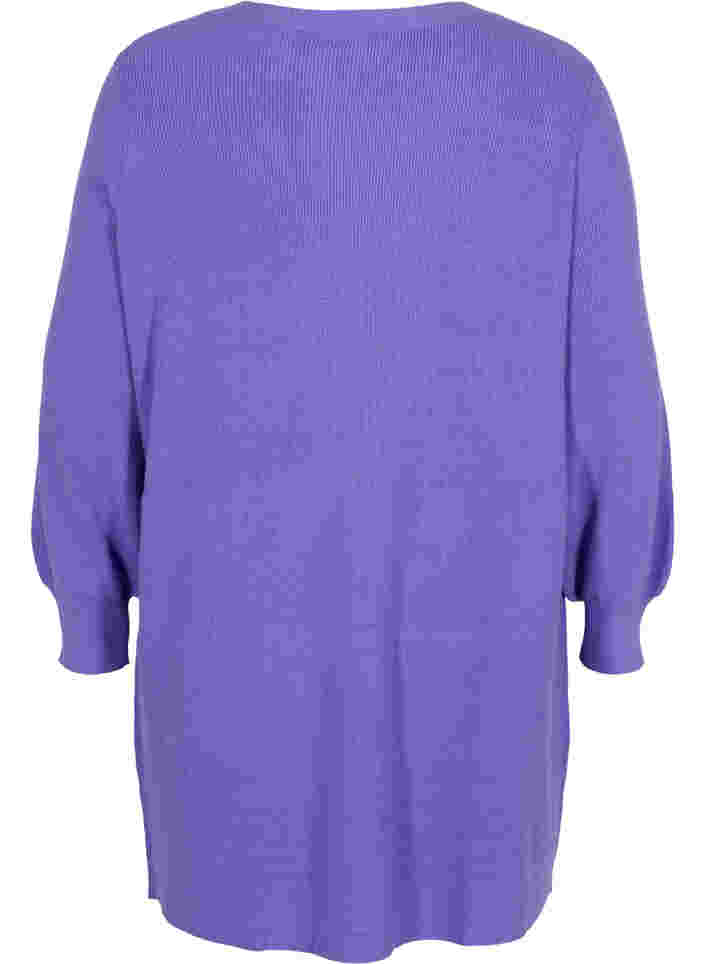 Lang gebreid vest met ballonmouwen, Purple Opulence, Packshot image number 1