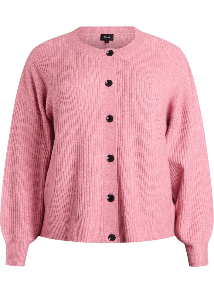 Vest van ribtricot met knopen, Roze, Packshot image number 0
