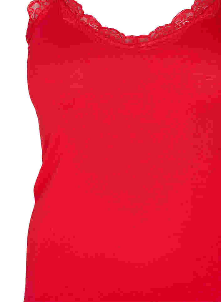 2-pack topjes met kant, Black/Chinese Red, Packshot image number 3