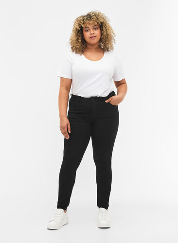 super slim fit Amy jeans met hoge taille, Black, Model image number 0