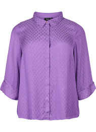 Shirt in viscose met ton-sur-ton patroon, Lavender Violet
