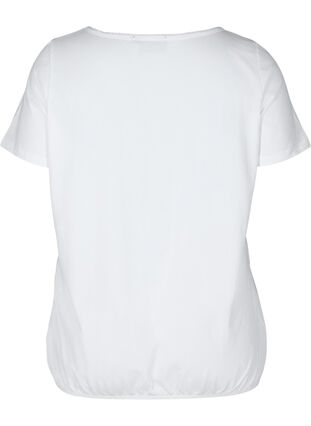 T-shirt met korte mouwen, ronde hals en kanten rand, Bright White, Packshot image number 1