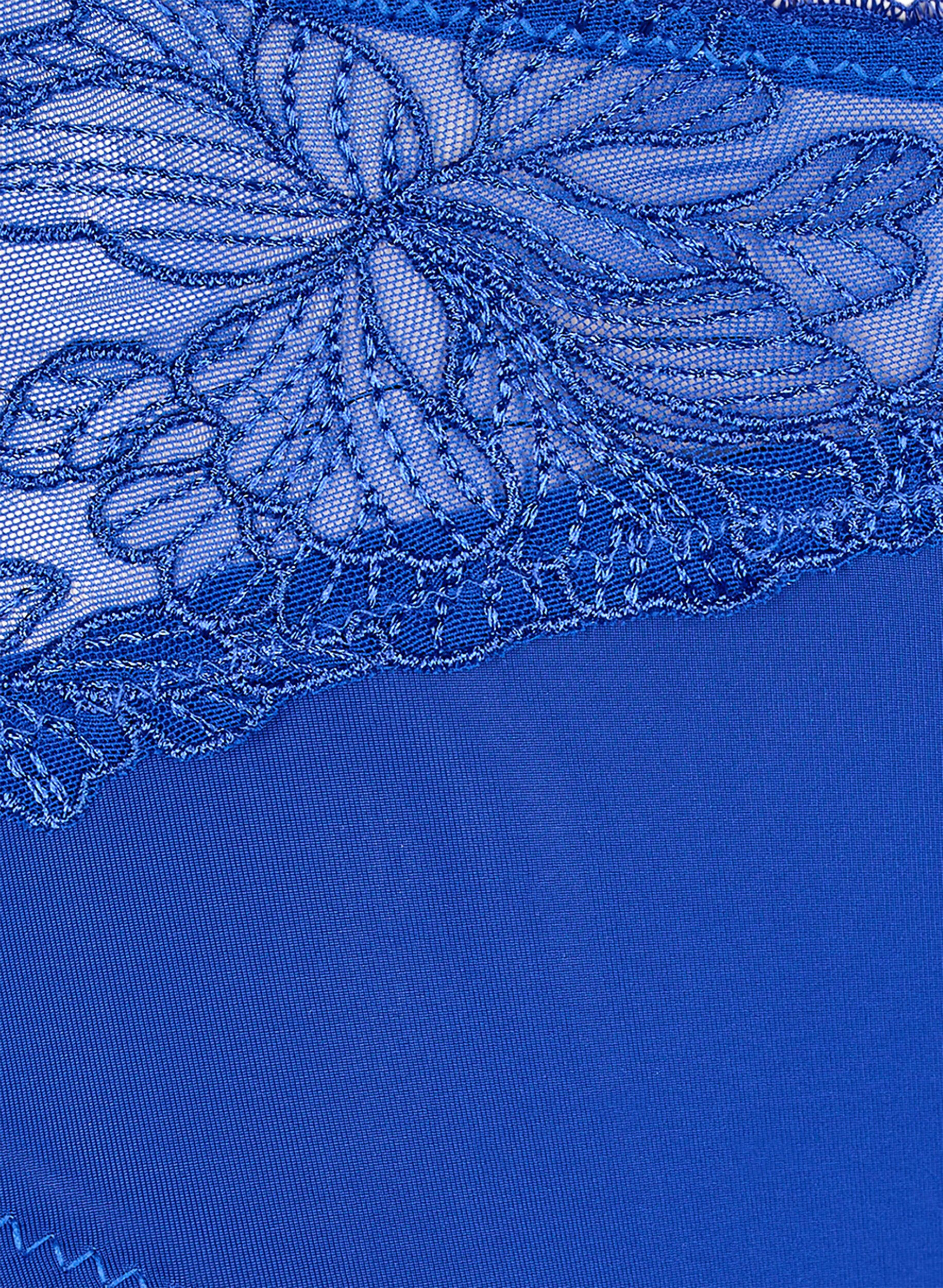 Zizzi Microfiber panties met bloemenkant, Blauw, Packshot image number 2