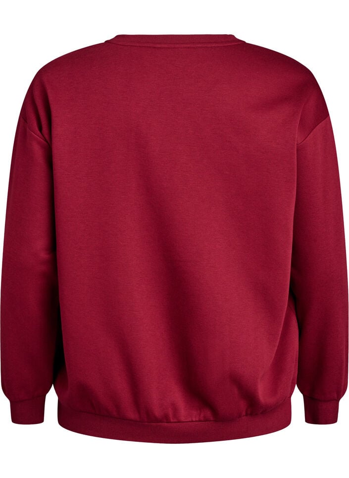 Sweatshirt met badstof tekst, Donker Bordeaux, Packshot