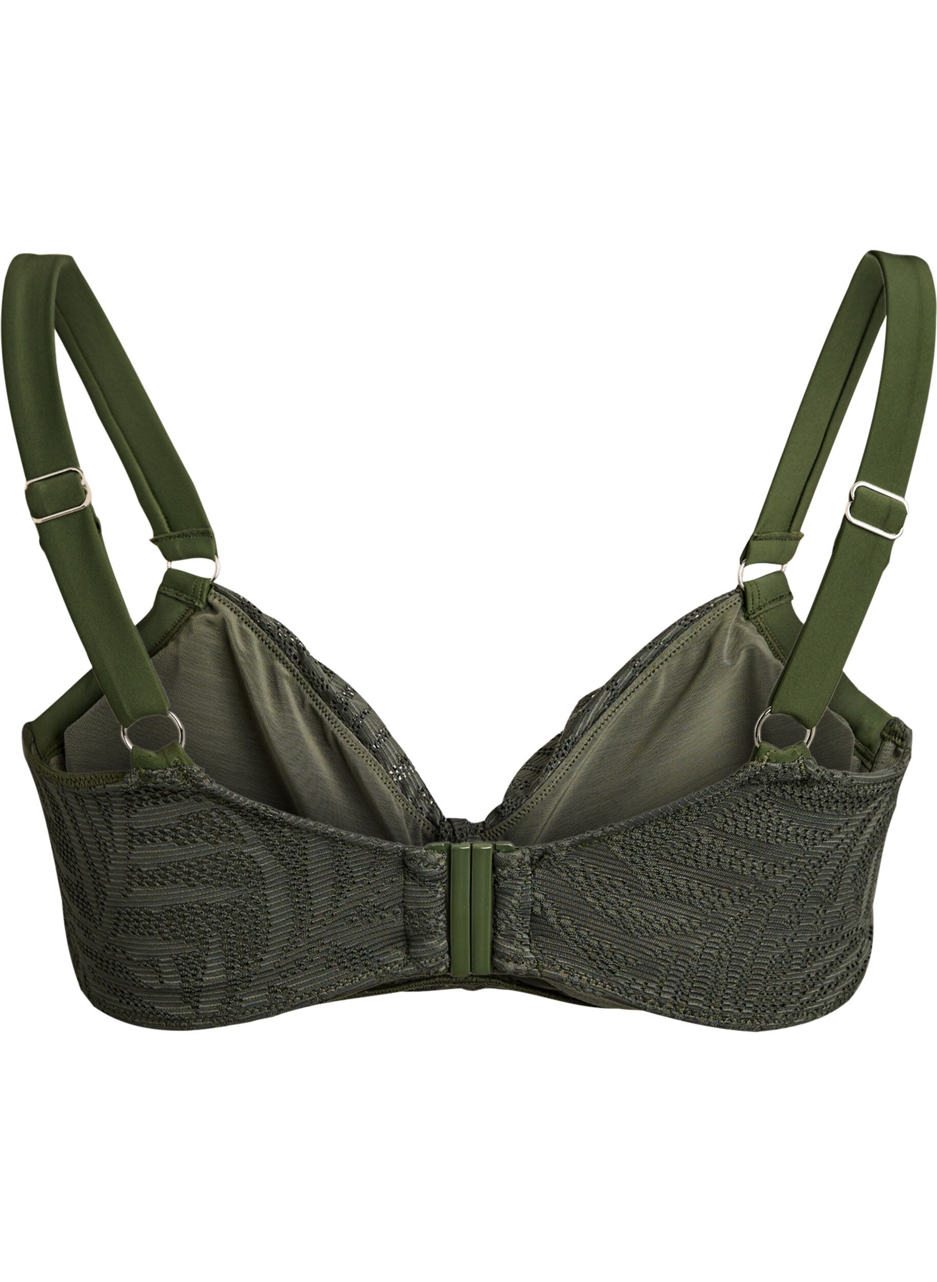 Zizzi Bikinitop met gestructureerd mesh en afneembare vulling, Groen, Packshot image number 1