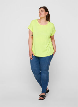 Neonkleurig katoenen T-shirt, Neon Lime, Model image number 2