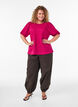 Blouse met textuur en korte mouwen, Roze, Model image number 1