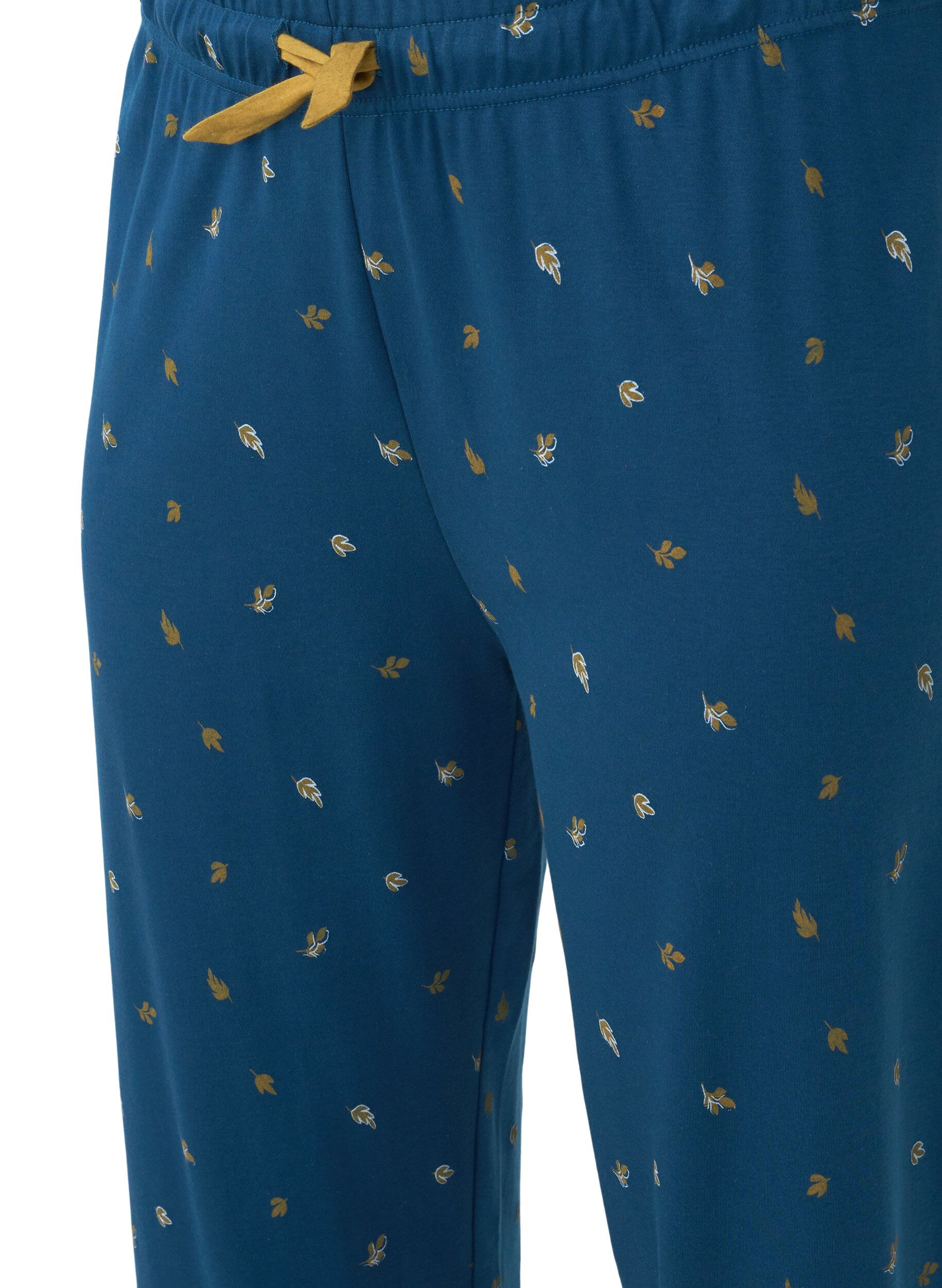 Zizzi Bedrukte katoenen nachtbroek, Blue Opal AOP, Packshot image number 2