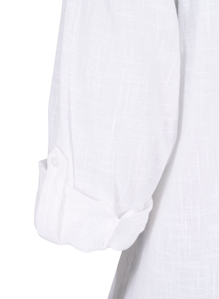 Blouse van katoen met v-hals, Bright White, Packshot image number 3