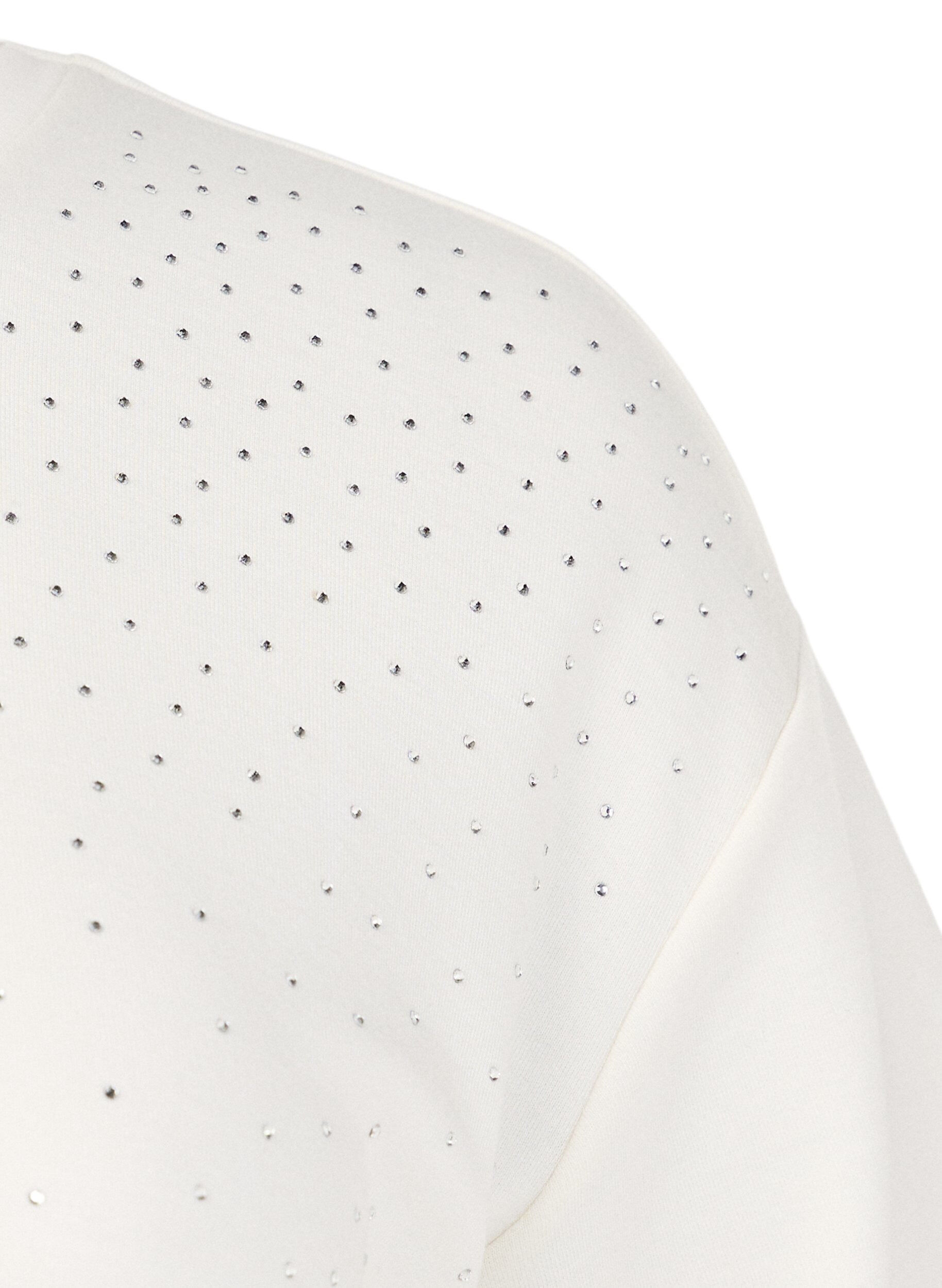 Zizzi T-shirt met strass-steentjes en ronde hals, Wit, Packshot image number 2