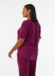 Blouse met een textuur met ellebooglengte mouwen, Rood, Model image number 2