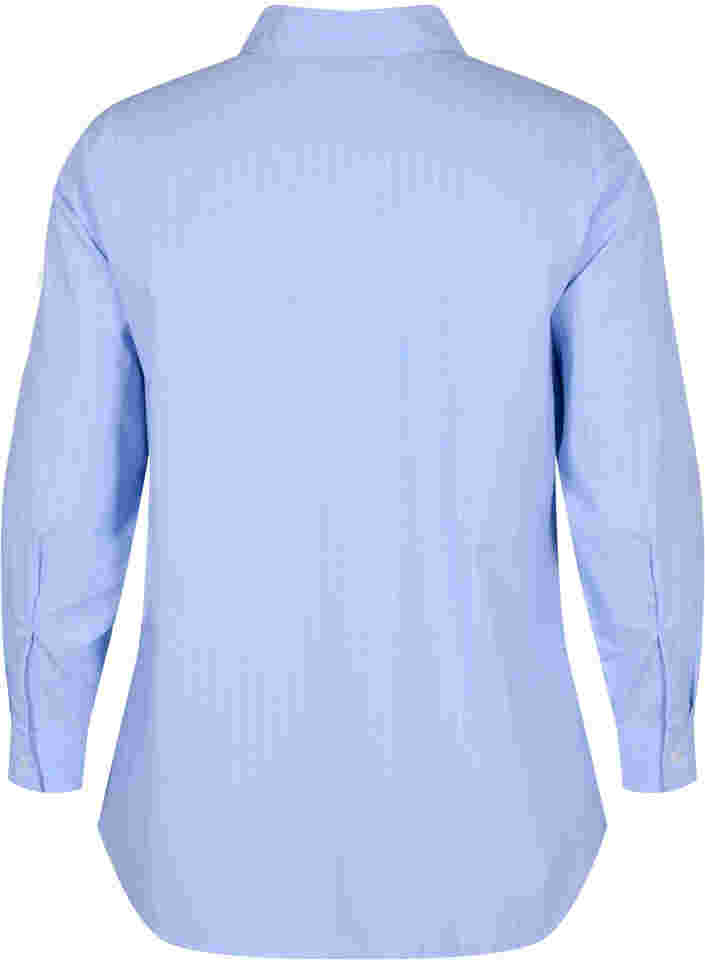 Overhemd van katoenmix, Blue w. White Stripe, Packshot image number 1
