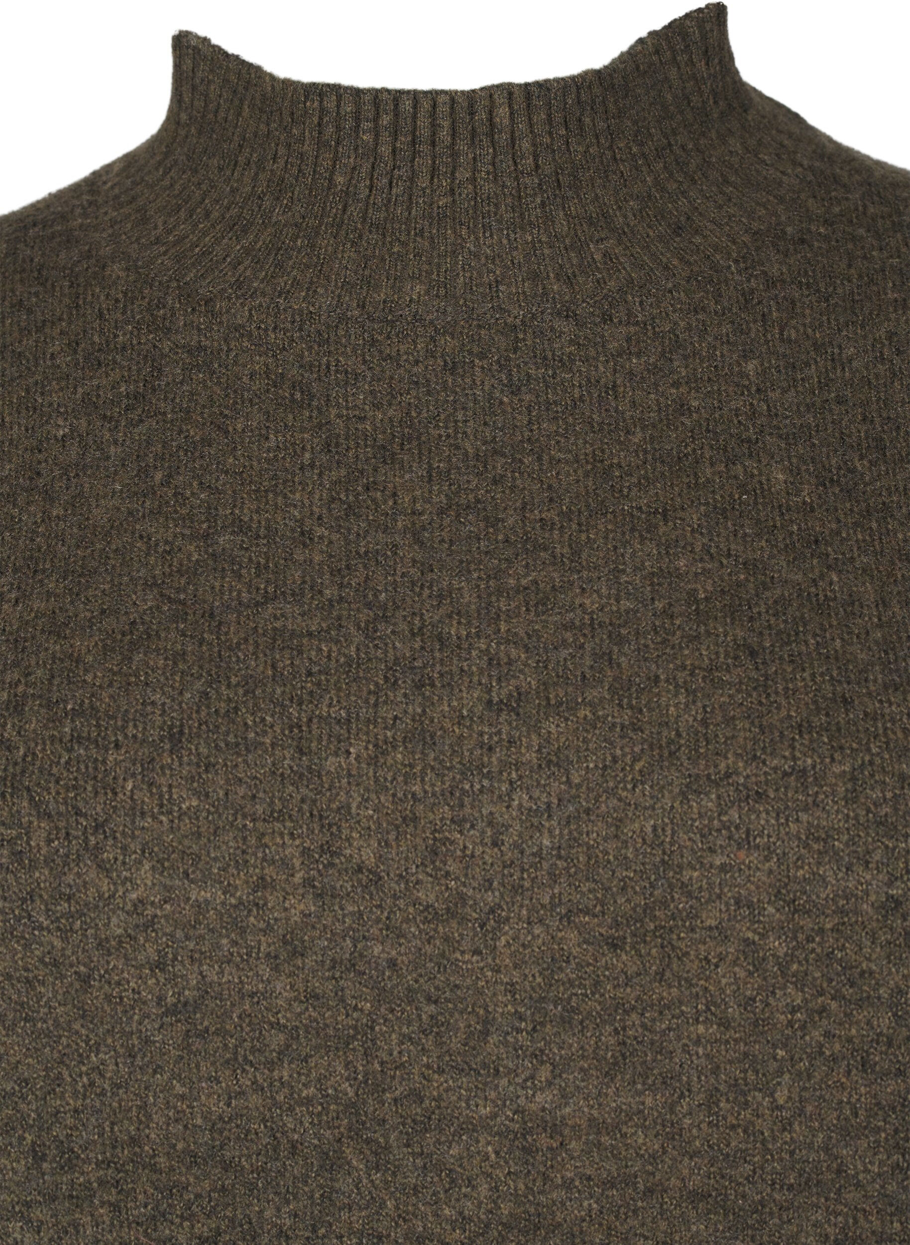 Zizzi Gebreide wollen blouse met hoge hals, Sea Turtle Mel., Packshot image number 2