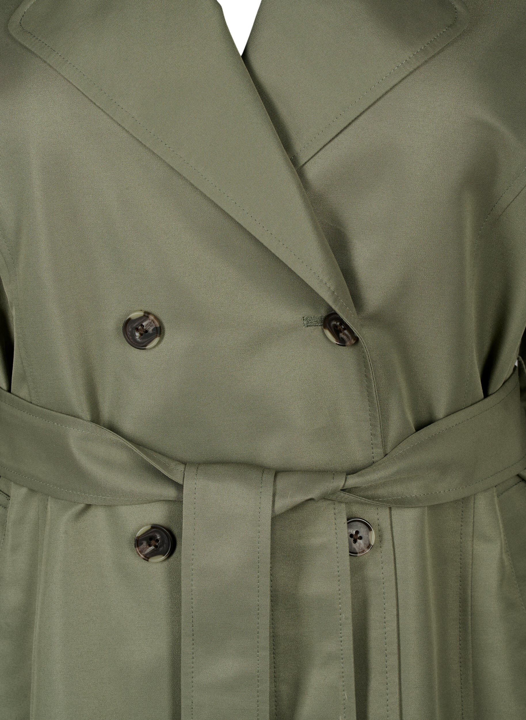 Zizzi Korte trenchcoat met riem, Groen, Packshot image number 2