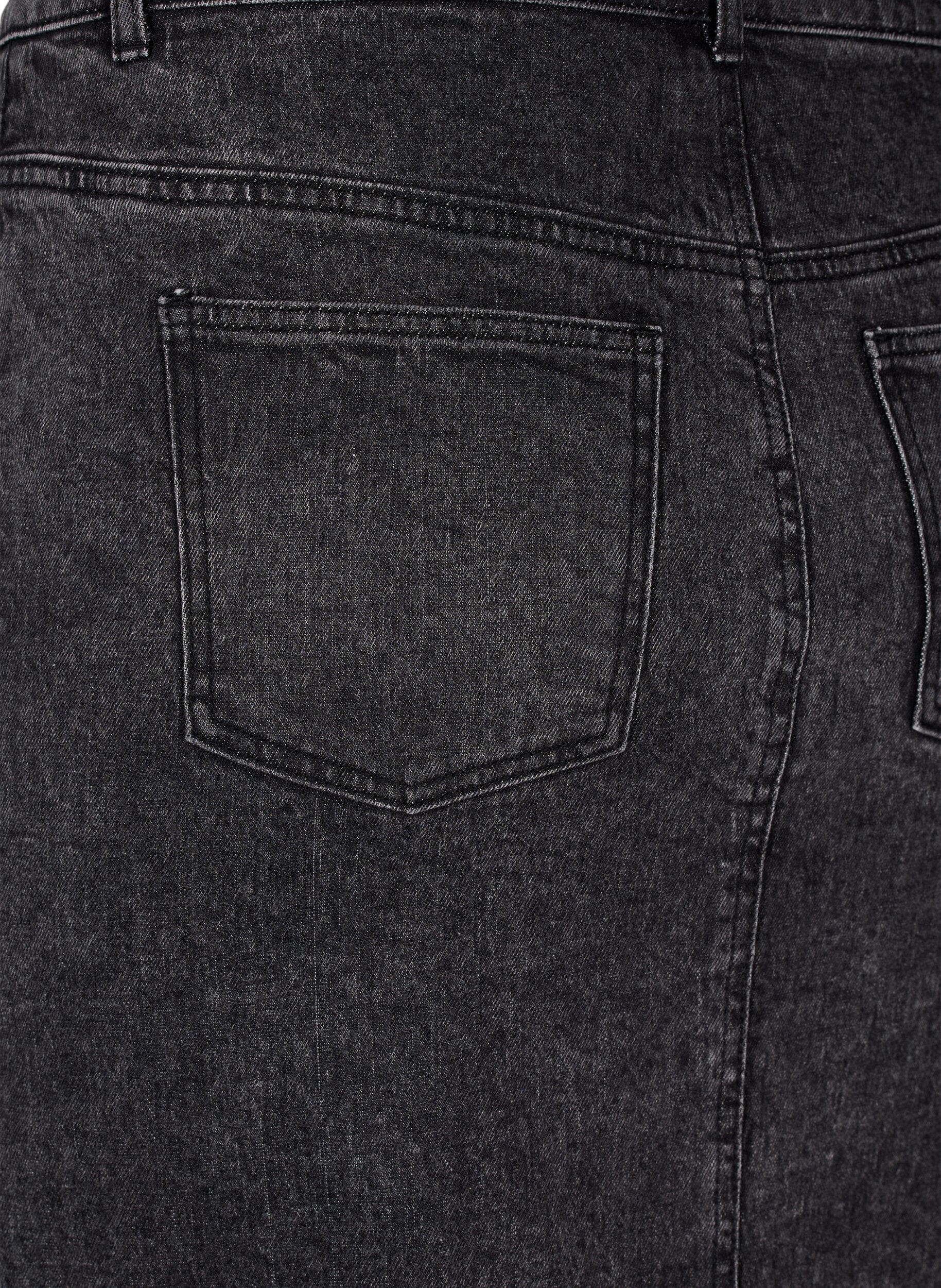 Zizzi Denim rok met split aan de voorkant, Dark Grey Denim, Packshot image number 3
