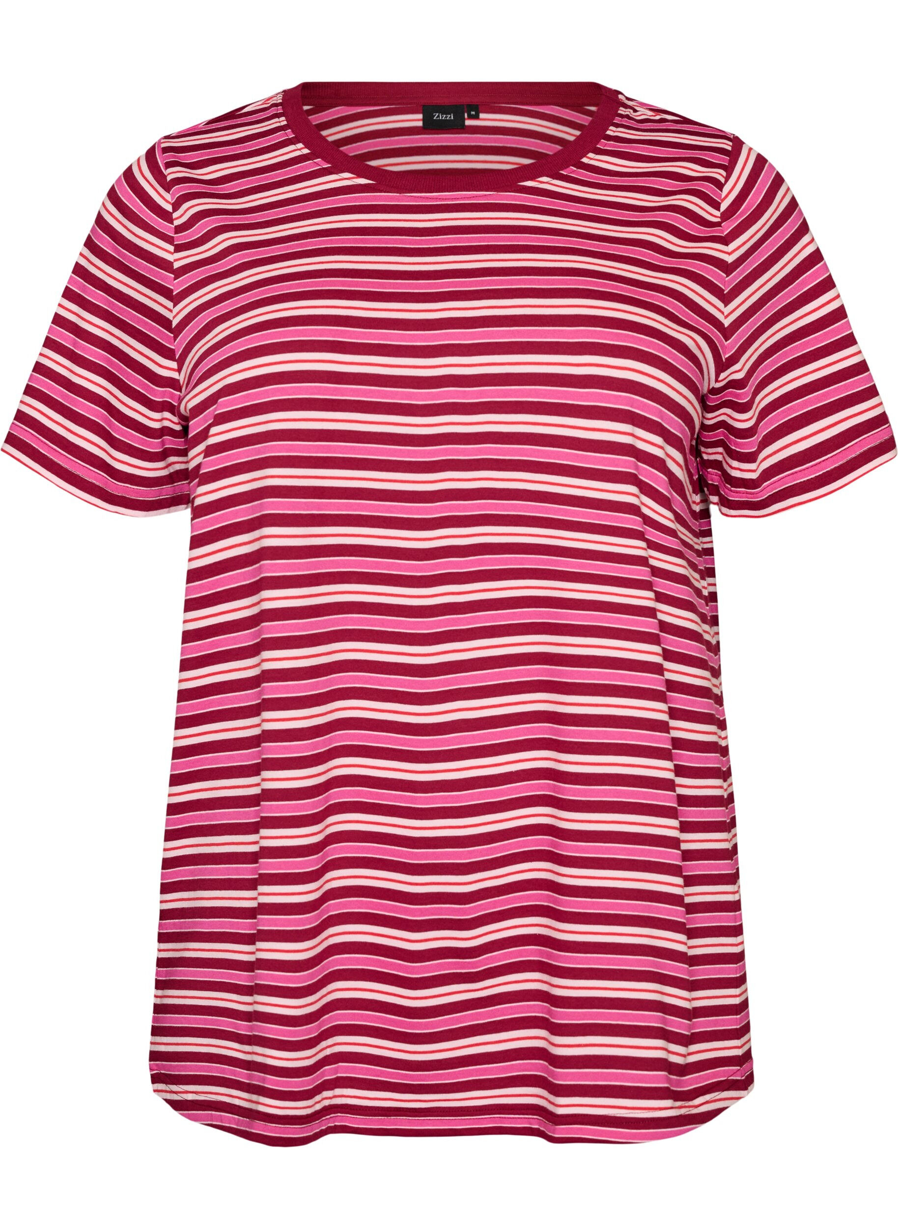 ZizziGestreept T-shirt van biologisch katoen, Rood, Packshot image number 0